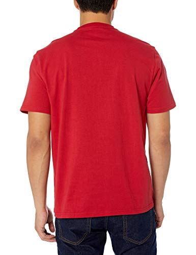 Amazon Essentials - Pack de 2 camisetas de manga corta y corte holgado con cuello redondo y bolsillo para hombre, Rojo (Red Red), US M (EU M)