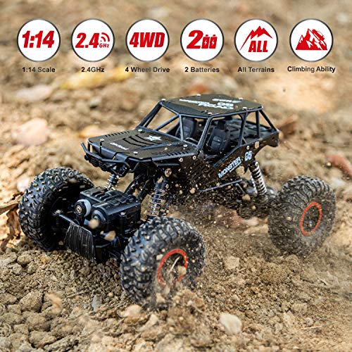 ANTAPRCIS 1:14 Coche Teledirigido, 4WD Off-Road RC Coche, 2.4GHz Crawler de Control Remoto Juguete con 2 Baterías Recargables, Regalo para Niños