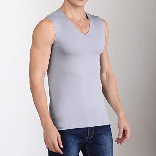 Camisetas Hombre Tirantes Gym Verano 2019 Nuevo SHOBDW Baratas Blusa Hombre Tops Sin Mangas Camisetas Hombre Deporte Fitness Camisetas Camuflaje Hombre Tallas Grandes M-3XL(Gris,XL)