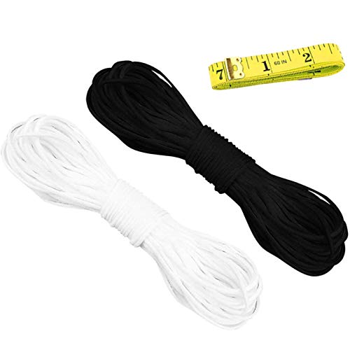 Cuerda Elastica 2 Piezas, Redondos Cintas elásticas para Costura Y Manualidades DIY Cordon, Cordón goma para Elástico de Cuerda Tela para Coser Ropa【3mm, 20m】