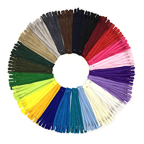 DOITEM 120pcs 23cm / 9 pulgadas cremalleras de nylon multicolor de la bobina para coser y artes 24 colores