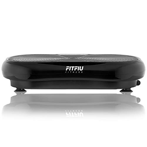 FITFIU Fitness PV-100 Plataforma vibratoria oscilante color Negro con potencia de 400w y 9 programas, Incluye cuerdas elásticas, adecuada para adelgazar con vibración y ejercicios musculares