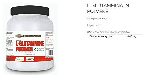 Glutamina en polvo Kyowa | 500 gr | L-Glutamine – Suplemento Dietético a base de pura L-Glutamine Kyowa Quality | favorise la crecimiento muscular | favorise la recuperación muscular | Hyper