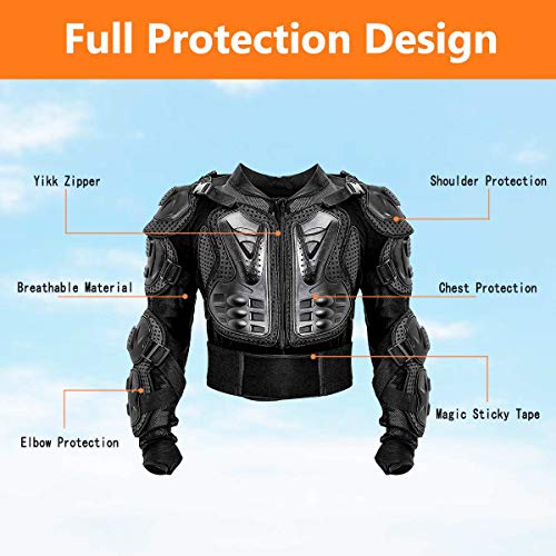 KINGUARD Chaqueta de Moto Chaqueta Protectora Cuerpo Armadura Profesional de Motocicleta Protección del Cuerpo Entero Spine Chest para Hombres Mujeres (Negro, XXXL)