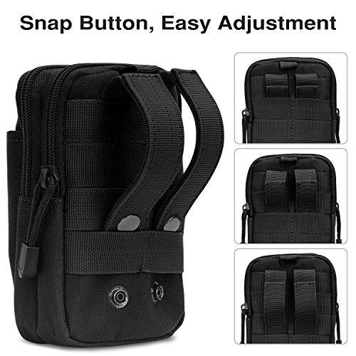 MoKo Molle Edc Bolso Universal del Senderismo de Móvil Compatible con el Teléfono de 6.7", iPhone SE 2020, iPhone 12 Mini/12 Pro MAX/iPhone 11 Pro MAX, Galaxy S10 e / S10 / S10 Plus - Negro