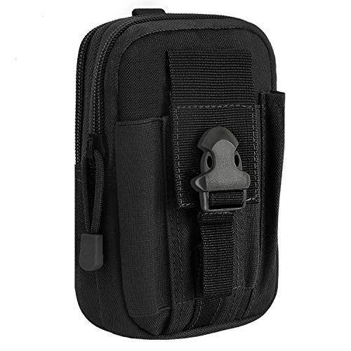 MoKo Molle Edc Bolso Universal del Senderismo de Móvil Compatible con el Teléfono de 6.7", iPhone SE 2020, iPhone 12 Mini/12 Pro MAX/iPhone 11 Pro MAX, Galaxy S10 e / S10 / S10 Plus - Negro