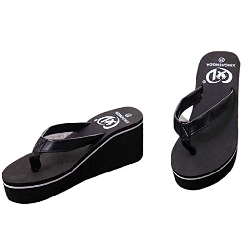 Sandalias Mujer Verano 2019 SHOBDW Zapatillas En Oferta Chanclas Mujer Sandalias con Chanclas Sexy para El Verano Bohemian Muffin Slope con Sandalias(Negro,EU39)