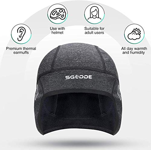 SGODDE Gorro Ciclismo, Gorro Ciclismo Bajo Casco, Forro a Prueba de Viento Gorro Running Invierno para Hombre, Gorros Deporte al Aire Libre Térmico de Ciclistas, Apto para Cascos, Moto