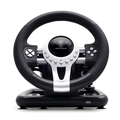 SPIRIT OF GAMER – RACE WHEEL PRO 2 – Volante De Juego Con Pedales, Palanca De Cambios – Rotación Del Volante – Soporte De Montaje - Motor De Vibración Dual - PS4 / XBOX ONE / PC / SWITCH