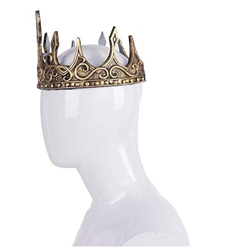 Spritumn King Crown Disfraces para Hombre Natividad Medieval Book Day Adulto Disfraz Accesorio Royal Full Round King Crown Adultos Cristal Hombres Sombrero para La Fiesta De Celebración