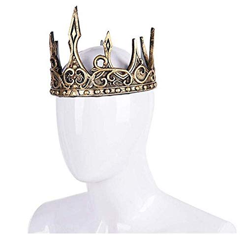 Spritumn King Crown Disfraces para Hombre Natividad Medieval Book Day Adulto Disfraz Accesorio Royal Full Round King Crown Adultos Cristal Hombres Sombrero para La Fiesta De Celebración