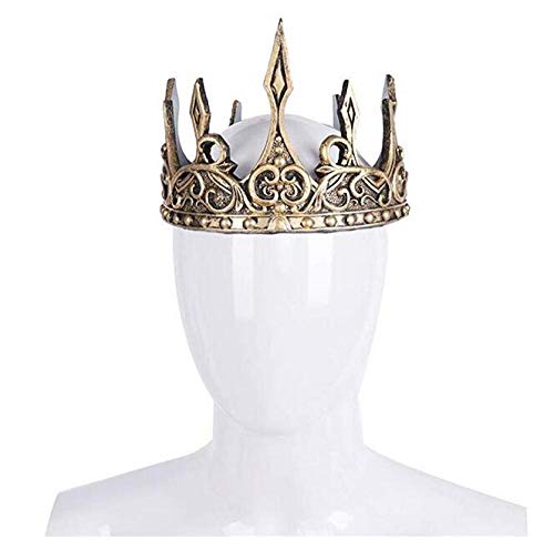 Spritumn King Crown Disfraces para Hombre Natividad Medieval Book Day Adulto Disfraz Accesorio Royal Full Round King Crown Adultos Cristal Hombres Sombrero para La Fiesta De Celebración