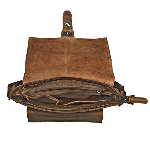 STILORD 'Nevio' Bolsa Bandolera Cuero Hombre pequeño Bolso Mensajero Caballero Bolso Ocio Salir Trabajo Bolso Piel auténtica para Tablet 10.1' iPad, Color:marrón - Medio