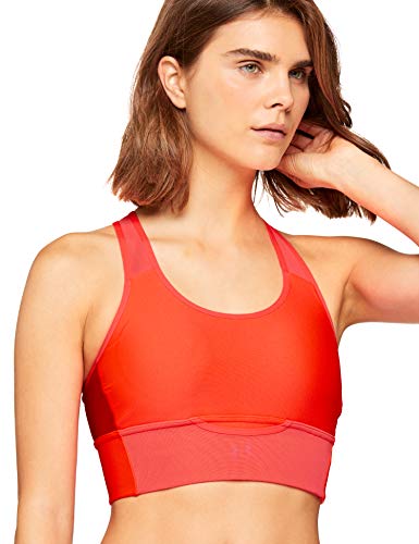 Sujetador deportivo para mujer Under Armour Cross Back Clutch, Mujer, 1303477-877, After Burn/Radio Red/Reflective, Medium