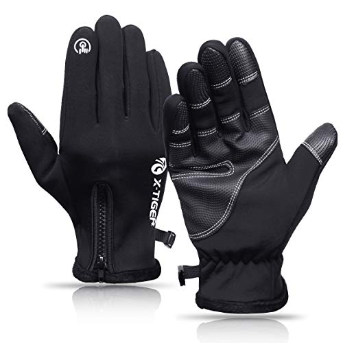 X-TIGER Vellón Térmico Invierno MTB Ciclismo Guantes con pantalla táctil para hombre con todos los dedos a prueba de viento e impermeable (M (CN)= S (EU))