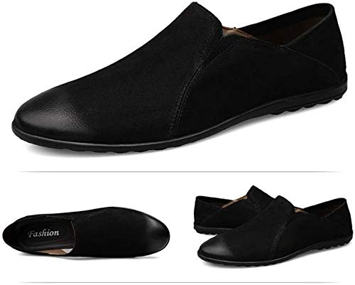 Zapatos de Hombre Holgazanes De Conducción for Los Zapatos De Los Hombres Grada for Embarcaciones En Vendas De Elástico Mate De Cuero Genuino De Costura De Empalme Crafts Súper Blando De Doble Uso