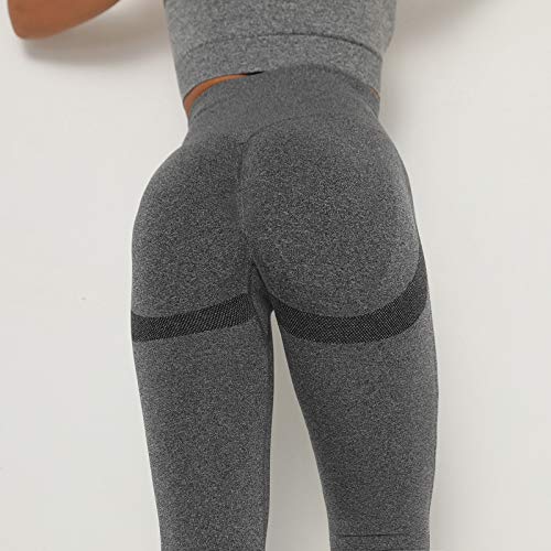 88AMZ Leggins Deportivos para Mujer, Push up Mallas Pantalones Cintura Alta Yoga Leggings Pantalón Moda Pantalones Sin Costuras para Fitness Running Deporte Elásticos y Transpirables (Gris Oscuro, S)