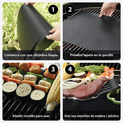 Aoweika 5 Piezas Esteras de Barbacoa(40x50cm), Tapete de Barbacoa Resistente al Calor y Reutilizable Ideal para Horno, BBQ, Parrilla, Asada y etc