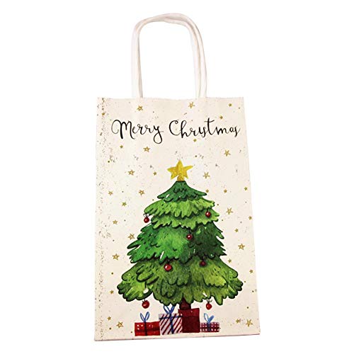 Ardorman Bolsas de Papel de Navidad, Bolsa de Papel de Regalo de patrón de Estrella de árbol de Navidad Nuevas Bolsas de Papel de merienda de Dulces de Navidad