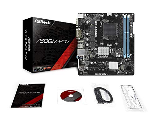 Asrock 760GM-HDV Socket AM3+ AMD 760G Micro ATX - Placa Base (DDR3-SDRAM, DIMM, 1066,1333,1800 MHz, Dual, 32 GB, AMD)