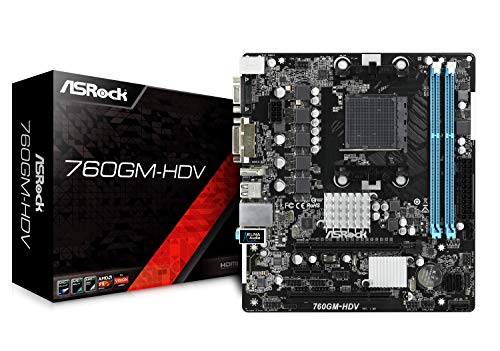 Asrock 760GM-HDV Socket AM3+ AMD 760G Micro ATX - Placa Base (DDR3-SDRAM, DIMM, 1066,1333,1800 MHz, Dual, 32 GB, AMD)