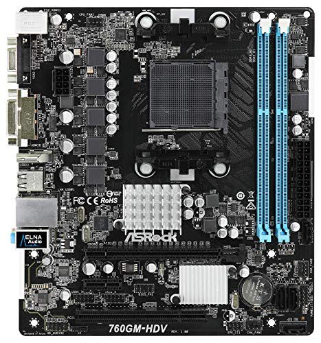 Asrock 760GM-HDV Socket AM3+ AMD 760G Micro ATX - Placa Base (DDR3-SDRAM, DIMM, 1066,1333,1800 MHz, Dual, 32 GB, AMD)