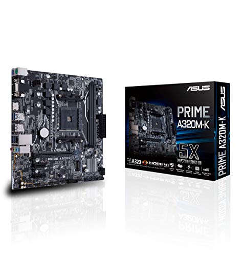 ASUS PRIME A320M-K - Placa Base AMD AM4 mATX con iluminación LED, DDR4 3200MHz, 32Gb/s M.2, HDMI, SATA 6Gb/s, USB 3.0