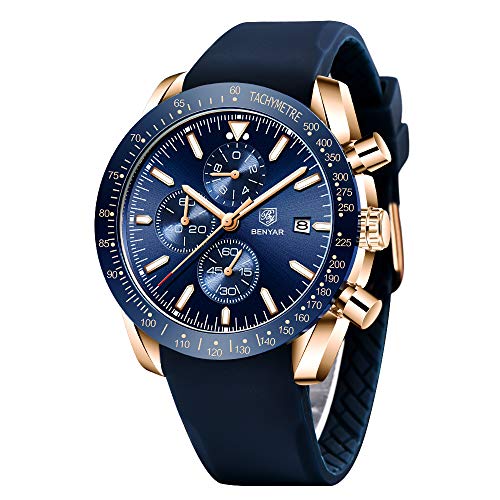 BENYAR Cuarzo cronógrafo Impermeable Relojes Business Casual Deporte Reloj de Pulsera