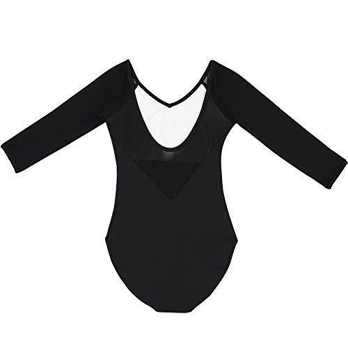 Bezioner Maillot de Danza Gimnasia Leotardo Clásico Ballet Vestido para Niñas Mujer Negro,M=150-155 cm