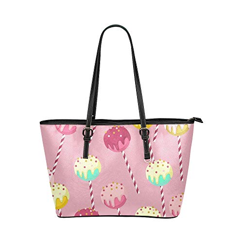 Bolso Bolso de hombro Merienda dulce Colorido Lollipop redondo Bolso de mano de cuero Bolso de mano Bolsos con cremallera Organizador de hombro para dama Niñas Mujeres Mujeres Satchel Messenger Bag