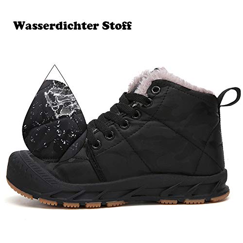 Botas de Invierno para Niño Niña Zapatos de Nieve Botines Calzado Calentar Forrada Boot,Negro,35