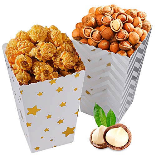 Cajas de Palomitas de Maíz, hicoosee Envases de Caramelos de Cartón Las Palomitas y Los Regalos Bolsas de Fiesta, Contenedores para Merienda, Dulces, Galletas, Chocolate 42 Piezas