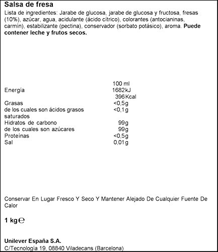 Carte D'Or sirope de fresa sin gluten - 1L [pack de 6]