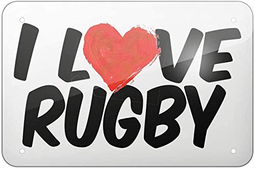 Cartel decorativo de hierro con texto en inglés "I Love Rugby", 20 x 30 cm, para decoración del hogar, cocina, baño, granja, jardín, garaje, citas inspiradoras, decoración de pared