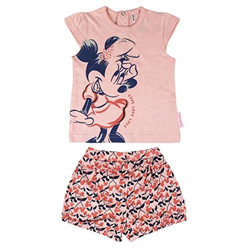 Cerdá Conjunto Bebe Niña Verano de Minnie Mouse Disney - 3 Meses - Camiseta + Pantalon de Algodon Juego Cortos, Rosa, Bebé-Niñas