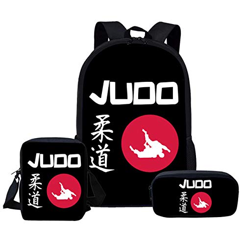 Cool Artes Marciales Judo Taekwondo Hombres y Mujeres Karate Mochila Escolar para niños pequeña Bolsa de Hombro Bolsa de lápiz de Tres Piezas-5