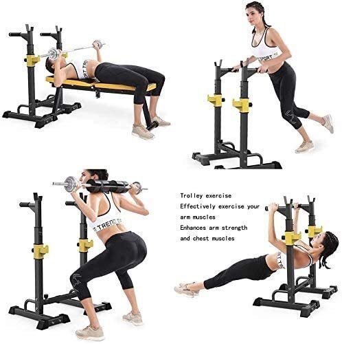 DAGCOT Equipo de ejercicio de entrenamiento de fuerza Equipo de ejercicio de múltiples funciones Multifunción Barbell Rack Capacidad Dip stand Home Gym Ajustable Squat Squat Rack Lifting Bench Press S