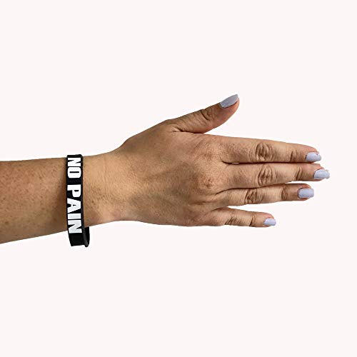 Extiff - Pulsera Negra con Marcas en Ella no Pain no Gain, en Silicona/Goma, para Hombres, Mujeres o niños; para Deporte, Fitness, Entrenamiento con Pesas, Crossfit, Workout, Gym