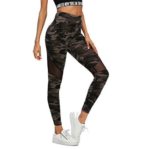 Fossen MuRope Pantalones Mujer Camuflaje de Malla Cintura Alta Elasticos Energizado - Leggings Deporte Mujer Yoga - Pants Fitness para Chica Adolescente, Niñas