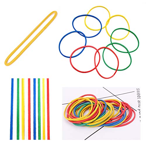 Gomas Elasticas de Colores Surtidas,Xiuyer Bandas de Goma 38 x 14 mm Papeleria Rubber Band para Hogar Colegio Banco Oficina Artículos(200g, acerca de 600 piezas)