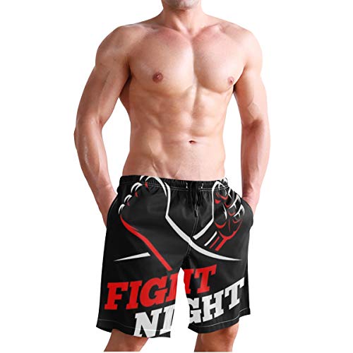 LISNIANY Bañador Hombre，Red Puños Cerrados Martial Fight MMA Kick People Sports Recreation Boxing Fighter Battle Revolution，Natación Secado Rápido Malla Pantalones Imprimiendo Cortos(XXL)