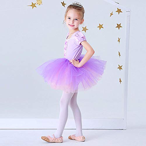 dPois Vestido Maillot de Ballet Danza para Niña Tutú Ballet Princesa Vestido  Lentejuelas Brillantes + Guantes + Clip Vestido de Patinaje Artistico  Disfraz Traje Bailarina E Morado 2-3 años : : Moda