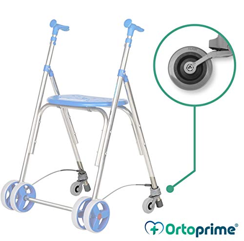 OrtoPrime Kit x2 RUEDAS Andadores Ancianos - Ruedas Traseras Adaptables a Andadores de Adultos - Casquillos Compatibles Tubo de 30mm y 22mm - Freno a la Carga por Presión y Fácil Instalación