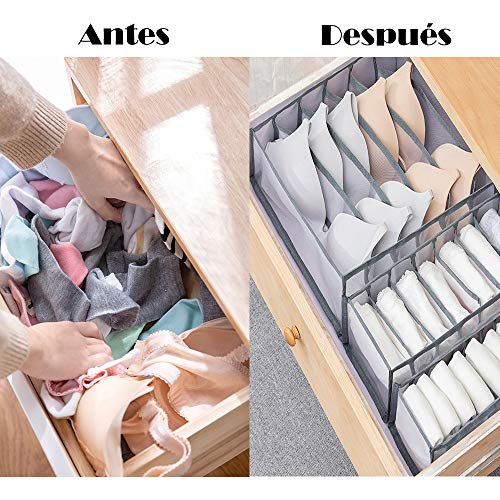 Ossky Juego de Organizador cajones Ropa Interior, Cajas organizadoras, Sujetador, Calcetines, Bragas, Cajas de Almacenamiento, organizadores de Armario,Armario Plegable, Separador de cajones（3 Pack）