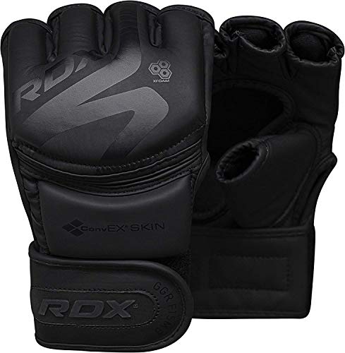 RDX Guantes MMA para Artes Marciales Entrenamiento, Convex Skin Grappling Guantillas, Bueno para Sparring, Lucha Libre, Saco de Boxeo, Kickboxing y Combate Training