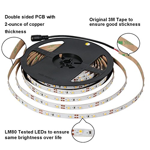 Signcomplex Tira de LED flexible 3528 SMD Cinta de LED con 3M cinta autoadhesiva 5m un carrete 12V DC (Rojo)