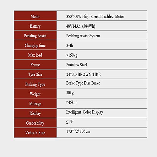 Skyzzie Bicicleta Eléctrica con Pedales 500W Ebike Bici de Ciudad Bicicleta Electrica de Paseo,Batería De Litio 48V,Aspecto Retro,Neumático Marrón de 24",Adulto Unisex