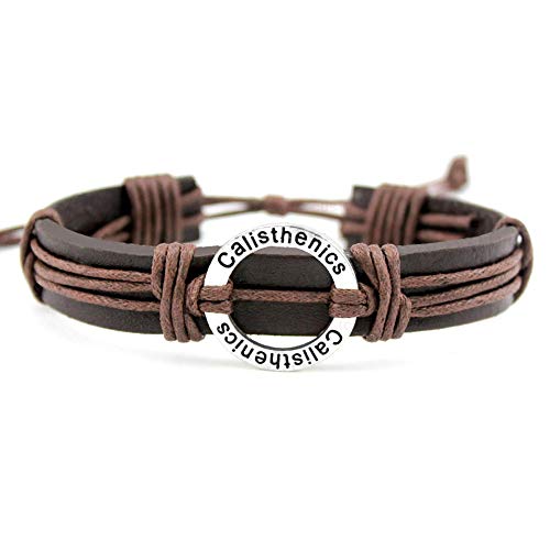 SZNES Pulsera Calistenia Pulseras De Cuero Mujer Hombre Unisex