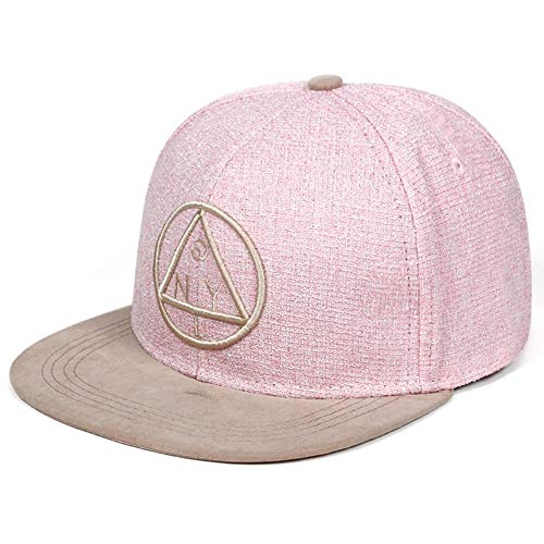 UKKD Gorras de Beisbol Cabo De Hip-Hop Gorra De Béisbol De La Marca del Borde De Gran Bordado Plano Redondo Y Sombrero De Triángulo para Las Niñas,Rosado