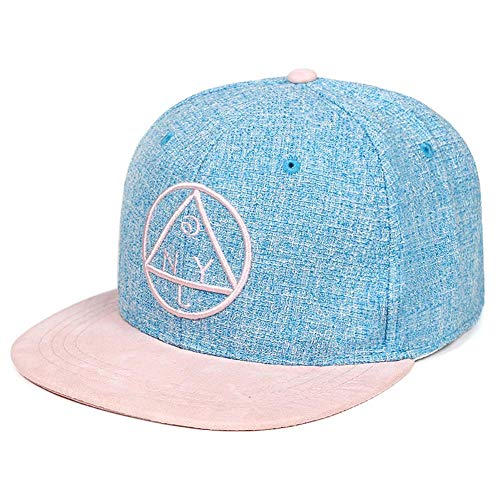 UKKD Gorras de Beisbol Cabo De Hip-Hop Gorra De Béisbol De La Marca del Borde De Gran Bordado Plano Redondo Y Sombrero De Triángulo para Las Niñas,Rosado